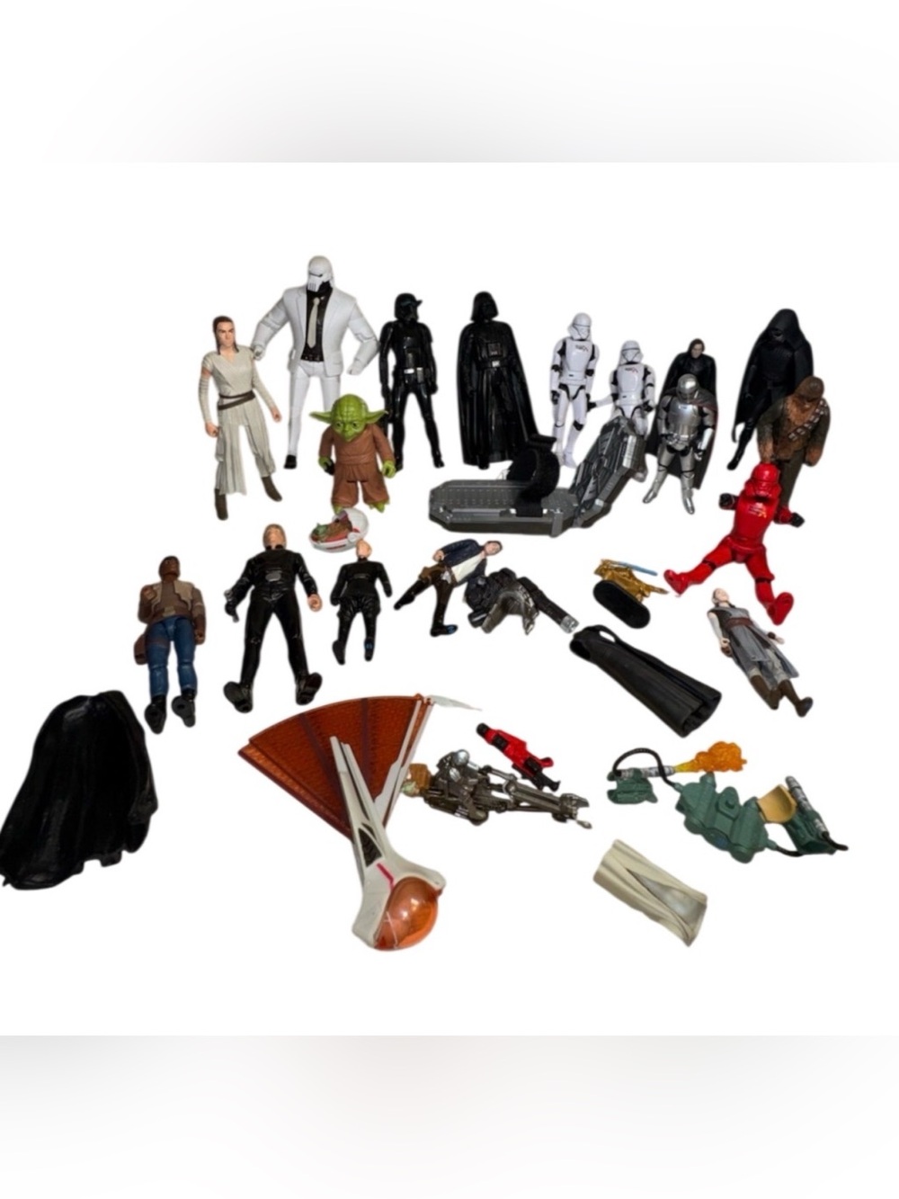 Star Wars Action Figure Lot with Green Yoda, Black & White Figures